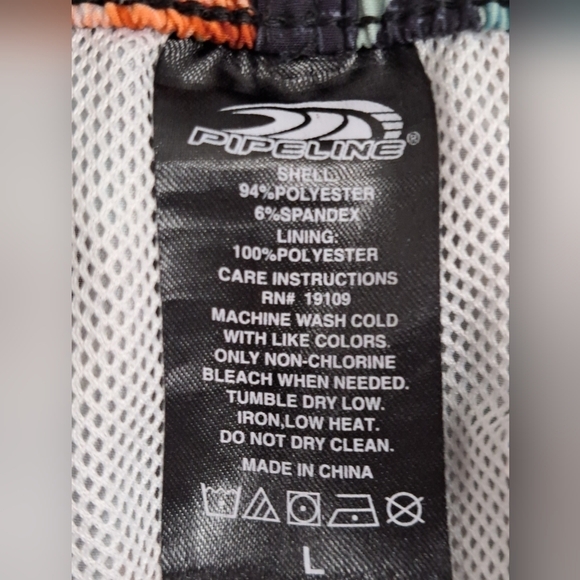 Pipeline Men's Hawaiian Print Swim Trunks   Size L - Picture 6 of 7